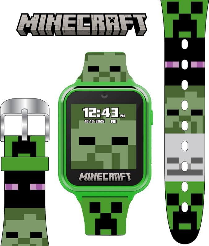 Side profile of Accutime children's touchscreen watch highlighting durable build and camera lens.