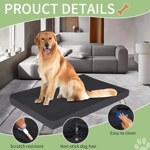 LWFCOEE chew resistant dog mattress protector laid flat showcasing the premium Oxford weave material.