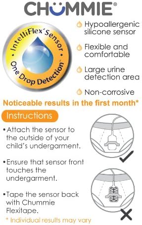 Chummie brand bedwetting alarm sensor replacement packaging for Premium and Elite models.