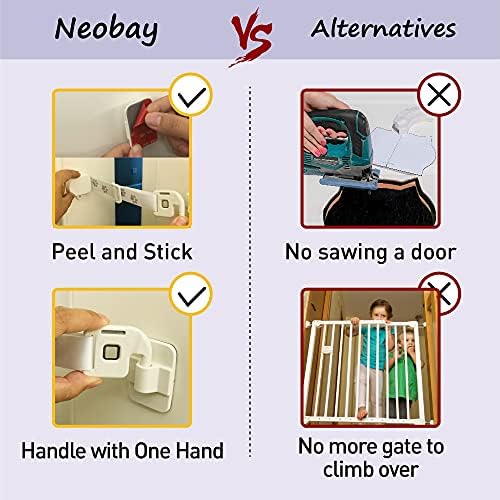 Demonstration of an adult opening the Neobay child proof door lock with one hand from outside the room.