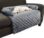 Close up view of the quilted plush fabric and shredded memory foam bolster on the Petmaker pet furniture protector.