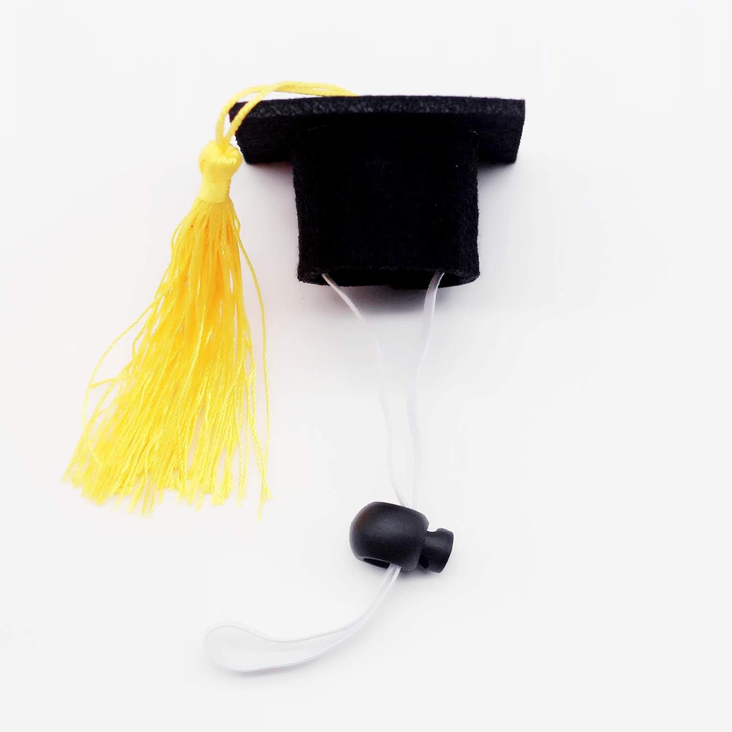 Two pack mini graduation caps utilized as creative party wine bottle decorations