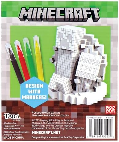Side angle of the sturdy 3D Minecraft vinyl figure showing line art details