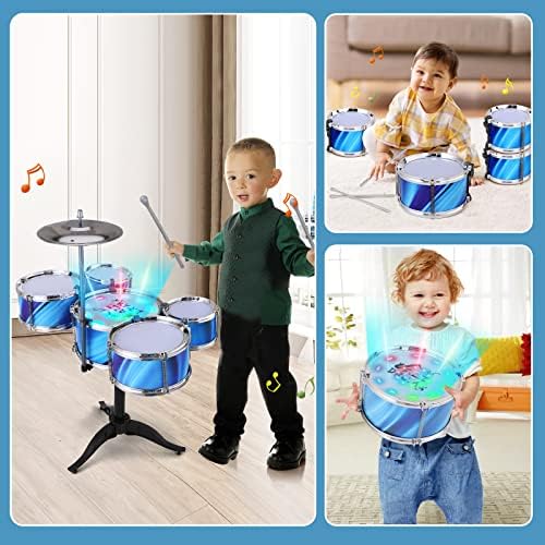 Packaging contents of the PaLeyFer imported kids drum set showing unboxing pieces before setup
