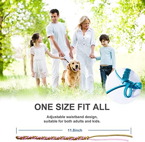 Child wearing braided mosquito repellent bracelet outdoors