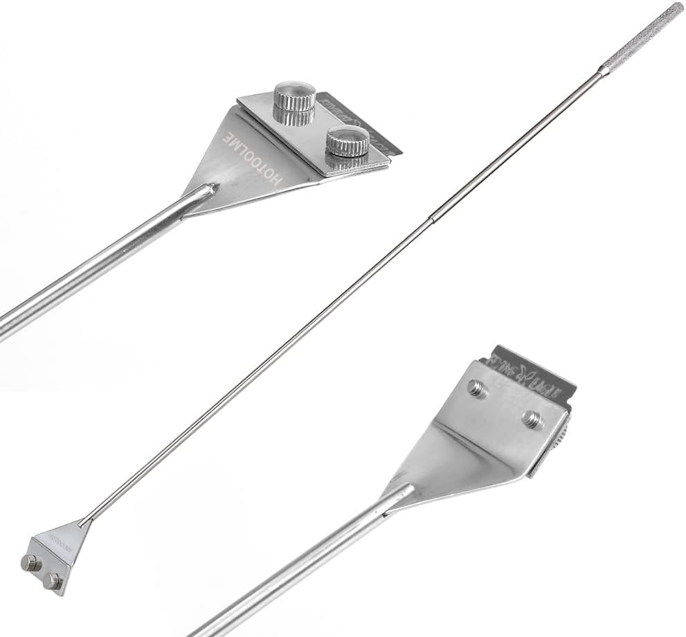 HOTOOLME scraper tool functioning as a substrate sand leveler inside a freshwater aquarium
