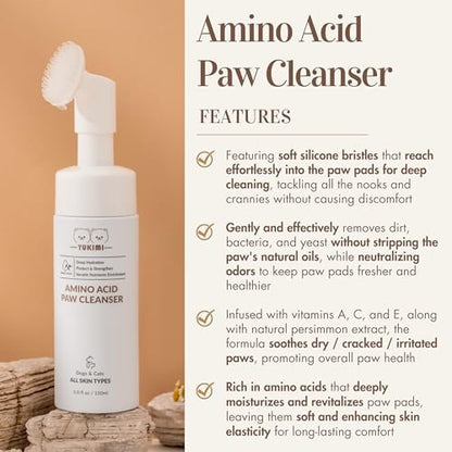 Dermatologist certified hypoallergenic paw cleaner for dogs and cats with sensitive skin.