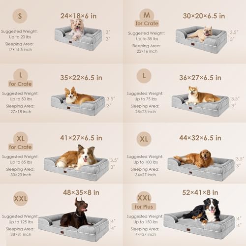 EHEYCIGA Orthopedic Dog Beds for Extra Large Dogs 44x32Inch, Waterproof Memory Foam XL Pet Bed with Sides, Non-Slip and Egg-Crate Foam Big Dog Couch Bed with Washable Removable Cover, Grey - Image 3