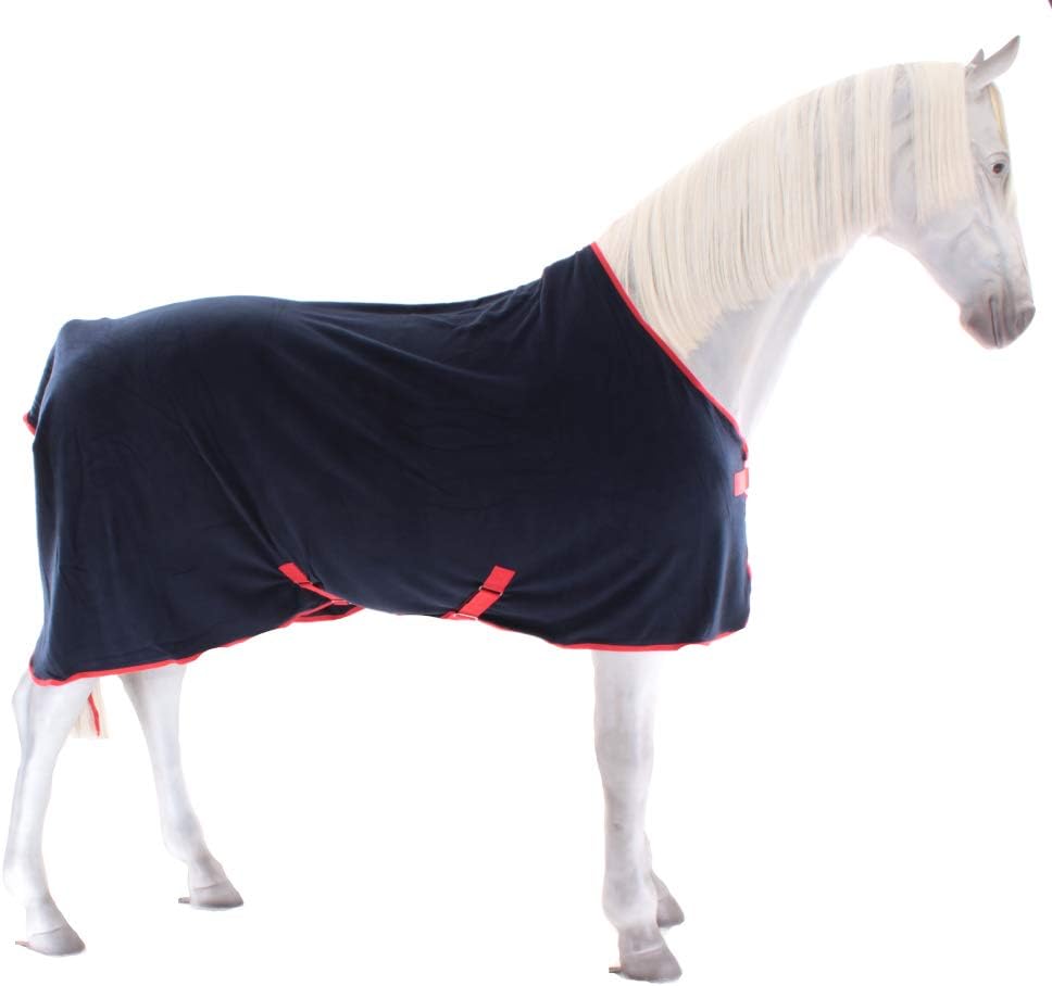 Horseware Amigo Mio Fleece Cooler navy and red stable blanket side profile