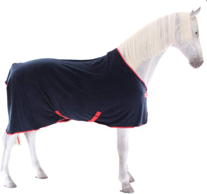 Horseware Amigo Mio Fleece Cooler navy and red stable blanket side profile