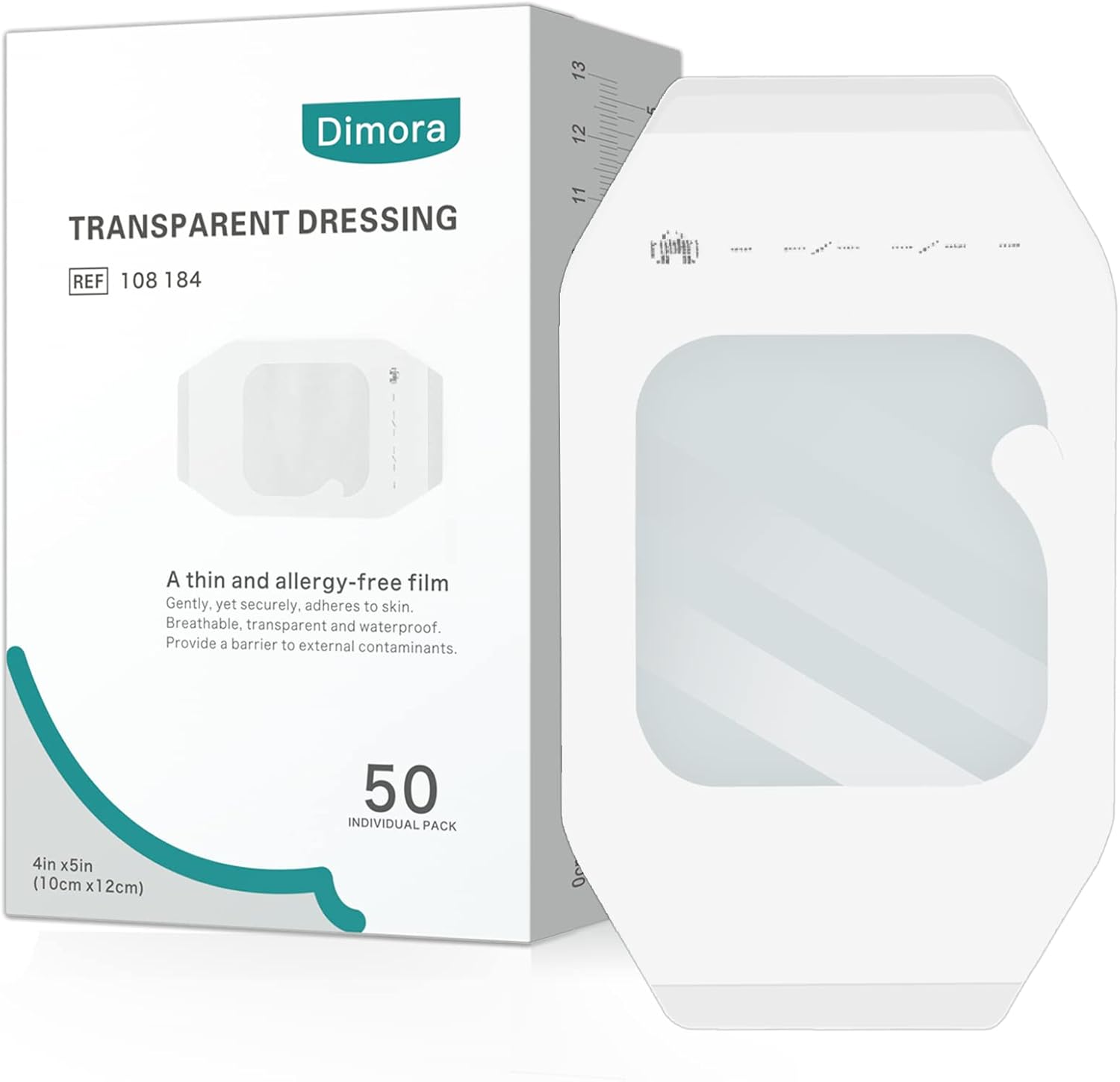 Dimora transparent film dressing 50 pack front view medical packaging