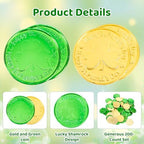 Close up view of the raised clover design on the plastic coins