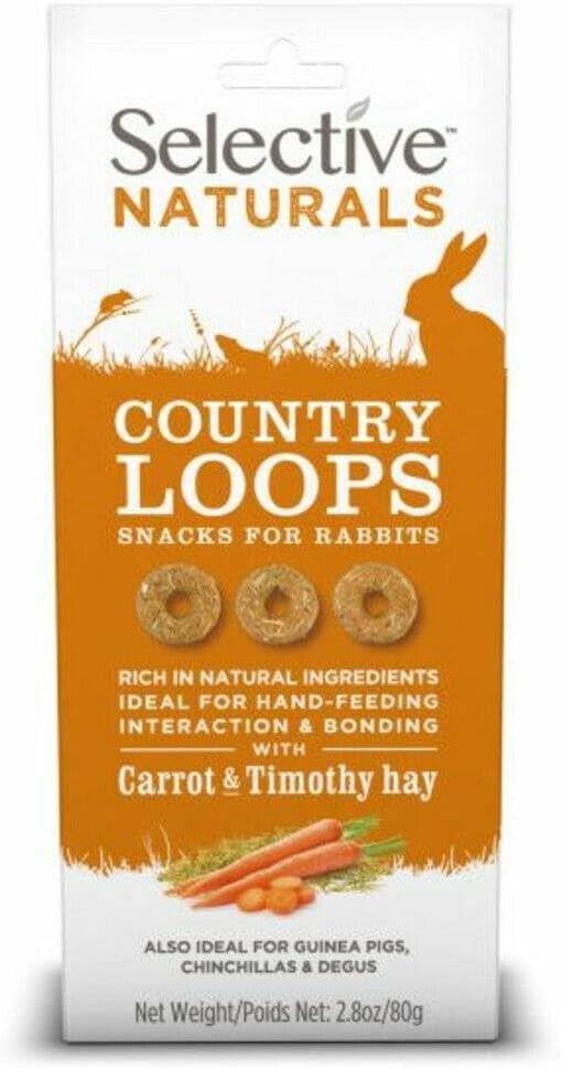 Supreme Science Selective Naturals Country Loops rabbit treats front view packaging showing ring-shaped snacks.