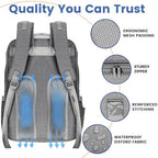 PILLANI unisex diaper backpack showing padded straps and stroller buckles