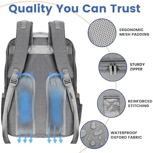 PILLANI unisex diaper backpack showing padded straps and stroller buckles