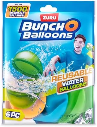 ZURU self sealing water balloons being dunked into a bucket of water for fast refilling