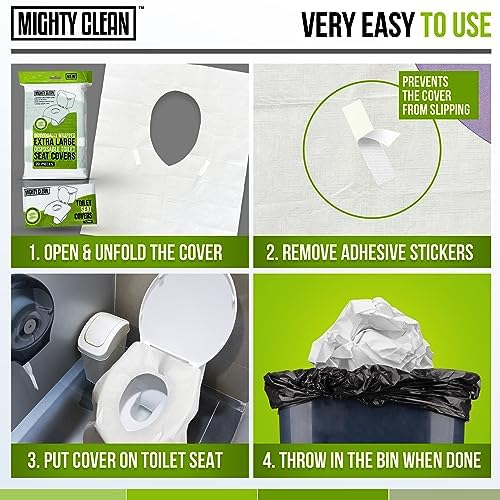 Demonstration of the non slip adhesive strips on the underside of the extra large disposable commode cover.