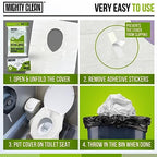 Demonstration of the non slip adhesive strips on the underside of the extra large disposable commode cover.