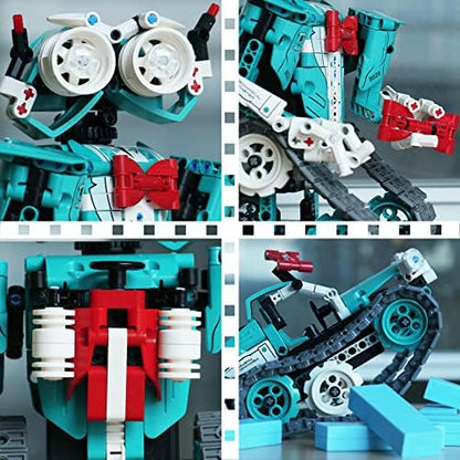 Close up of IQKidz robot with red bowtie model