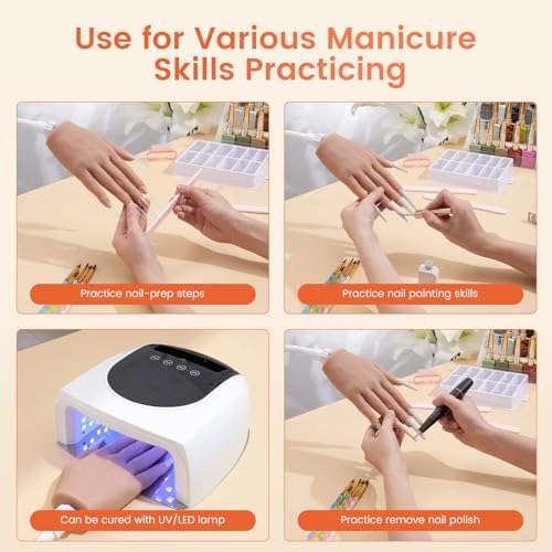 Side view of professional silicone nail practice hand model