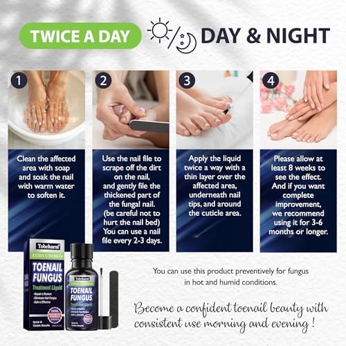 Tobcharm nail fungus solution for restoring thick and yellowed nails.