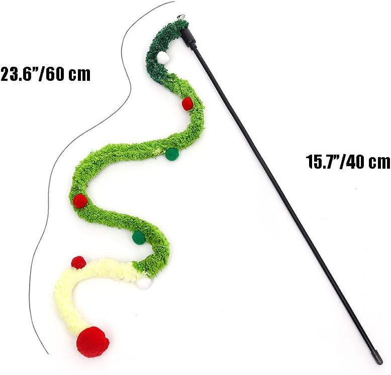 Colorful teaser stick toys with bells for indoor cats