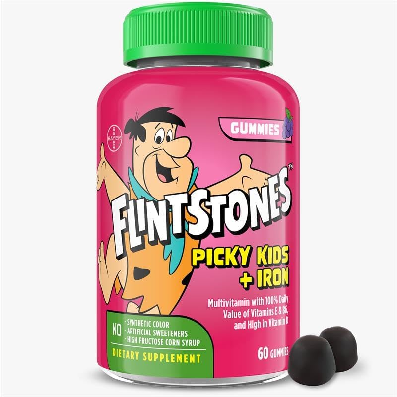 Flintstones picky kids multivitamin gummies with iron for children aged 4 plus