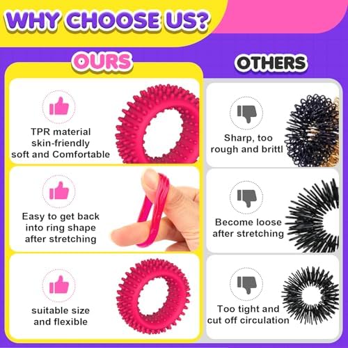 Colorful textured silicone fidget rings for kids
