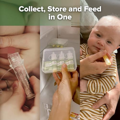 The complete travel-friendly newborn breastfeeding kit with secure leakproof caps.