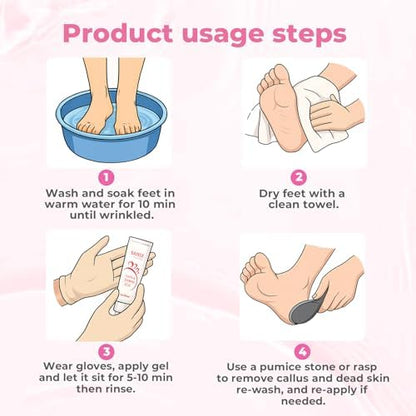 Instructional view of the foot file being used to remove softened dead skin from the sole.