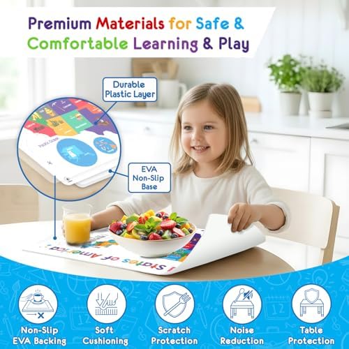 Simply Magic reusable wipeable kids mats featuring the color coded chemistry Periodic Table of Elements.