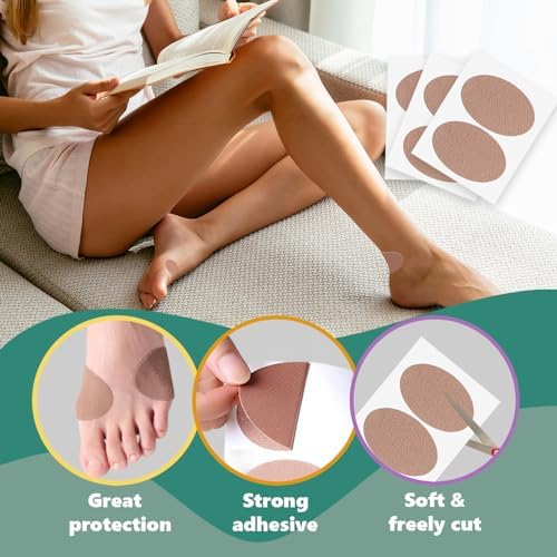 Soft flannel blister prevention pads being applied to the heel
