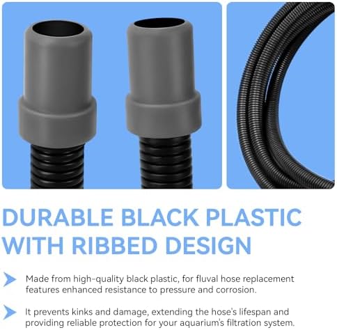 Magluv flexible ribbed filter hose showing gray integrated connector pieces