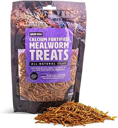 Fluker's calcium fortified mealworm pet snack back label