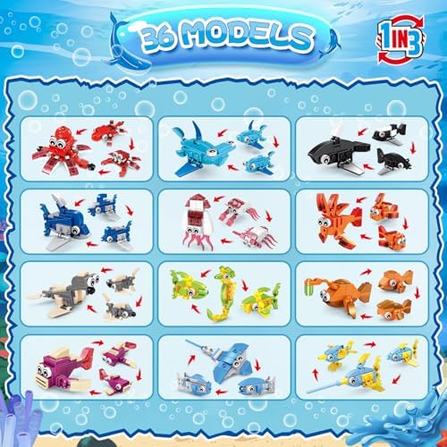 VOPOGLNE classroom prizes toy collection highlighting the individual packaging and 3-in-1 assembly instruction leaflets.