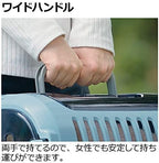 Richell blue pet carrier with seat belt slots highlighted for car travel