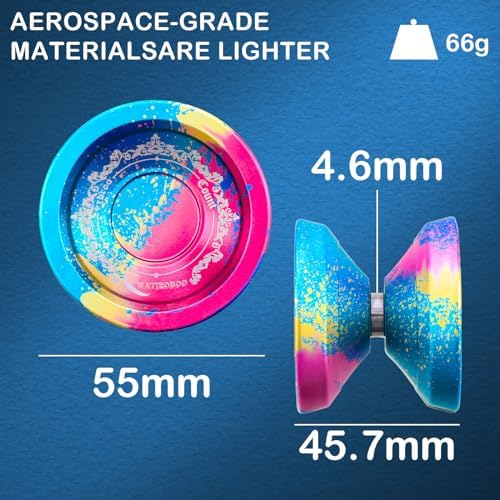 Watiieoboo R8 yoyo showing the butterfly shape and aluminum finish
