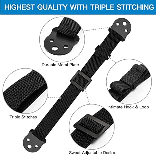 Perlesmith dual safety straps showing the adjustable hook and loop length management system close up