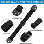 Perlesmith dual safety straps showing the adjustable hook and loop length management system close up