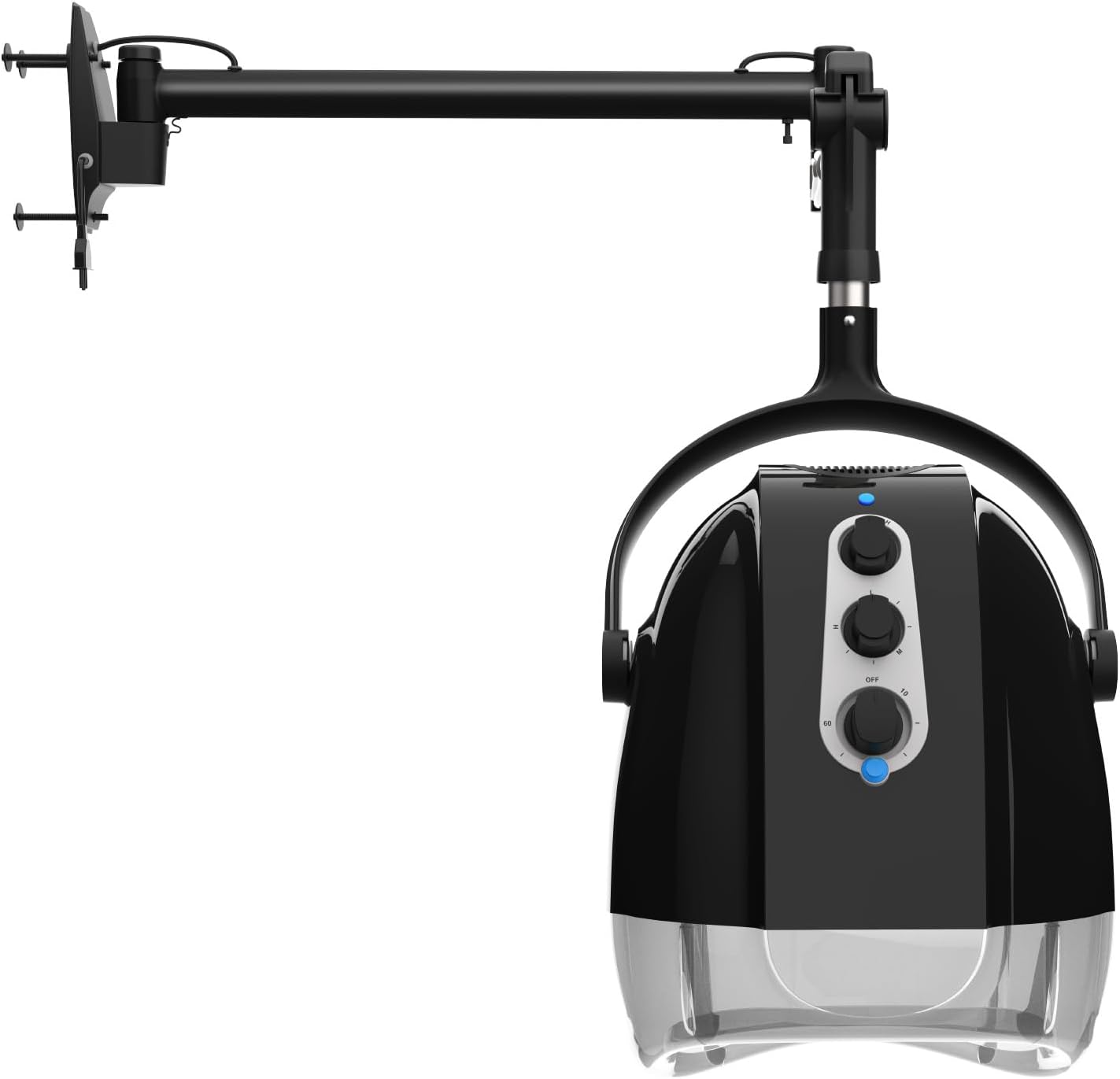 SalonFix SyyBhb wall mount hooded salon hair dryer front view showing black premium finish hood processor