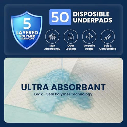 Waterproof blue backing layer of the adult pee pad showing leak protection