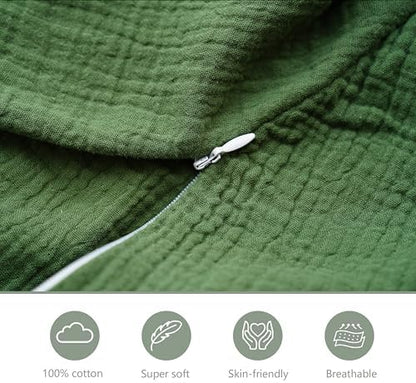 Top view of muslin slipcovers on standard nursing pillow