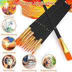 Artstorys artist paintbrushes displayed flat highlighting the range of sizes included in the black twenty pack bundle