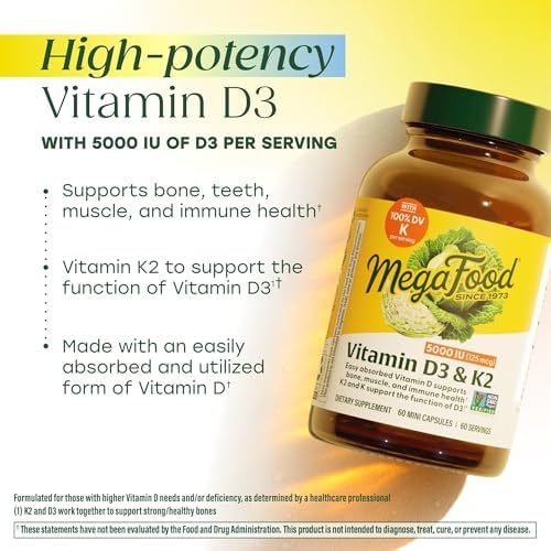 MegaFood Vitamin D3 vegetarian capsules dietary supplement side panel facts
