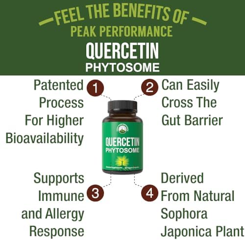 Authentic Peak Performance Ultra Pure Quercetin dietary supplement bottle showing Sophora japonica extract details