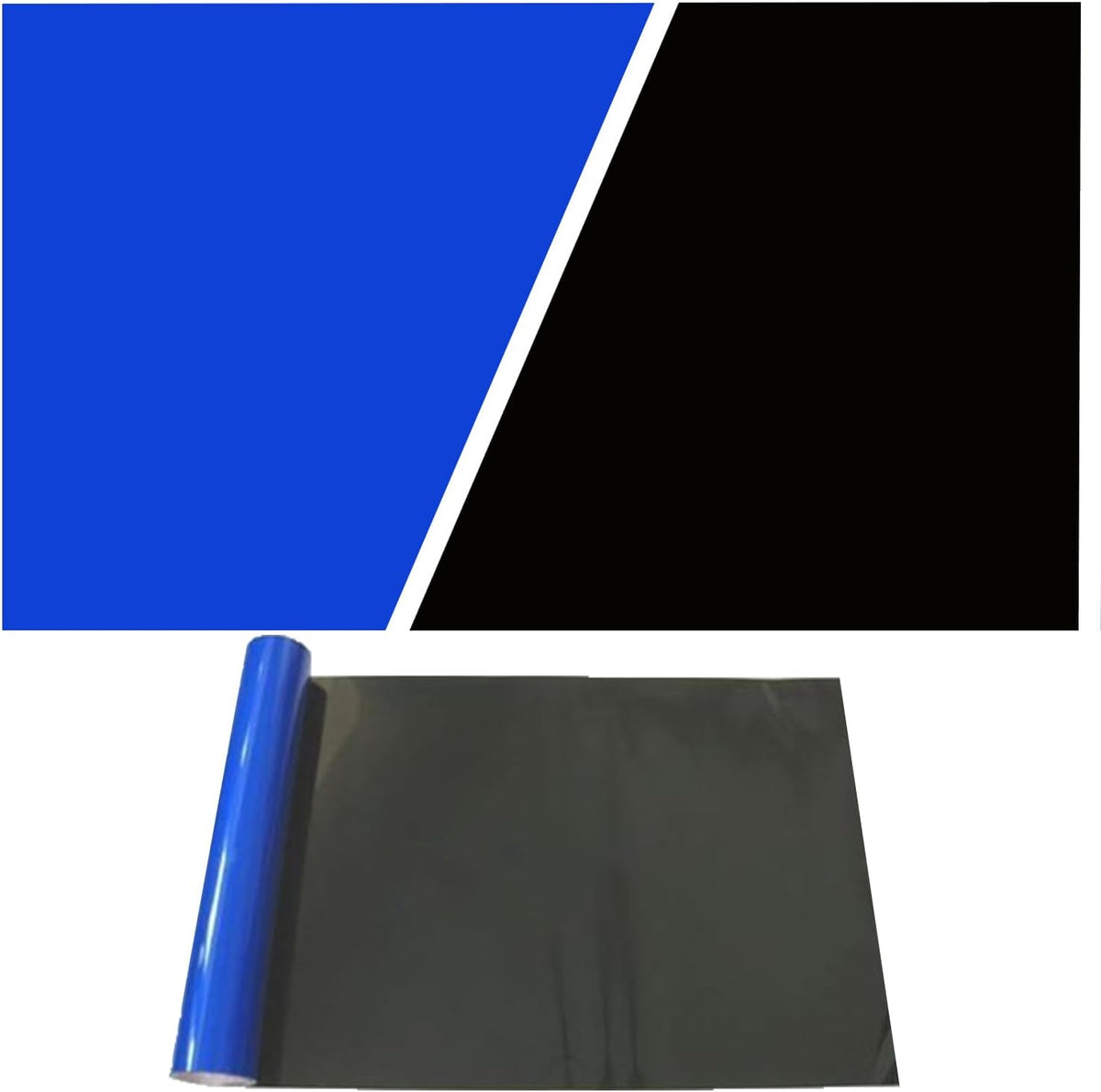 ELEBOX Aquarium Background front view showing reversible blue and black sides for fish tank decoration