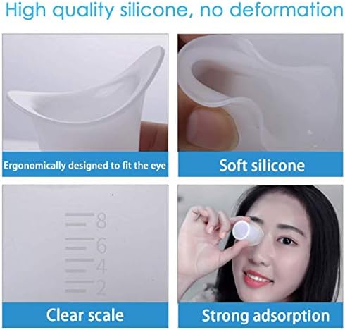 Ergonomic leak proof eye wash cup set with portable storage container.