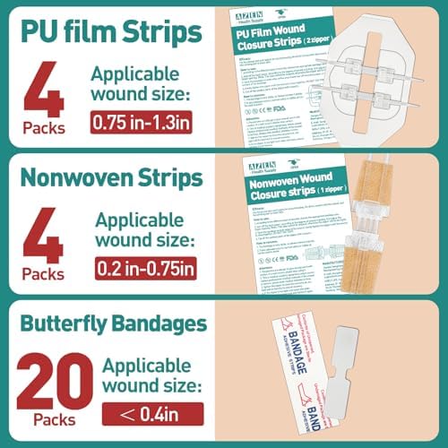 AZEN zip stitch laceration closure device applying adjustable tension on skin