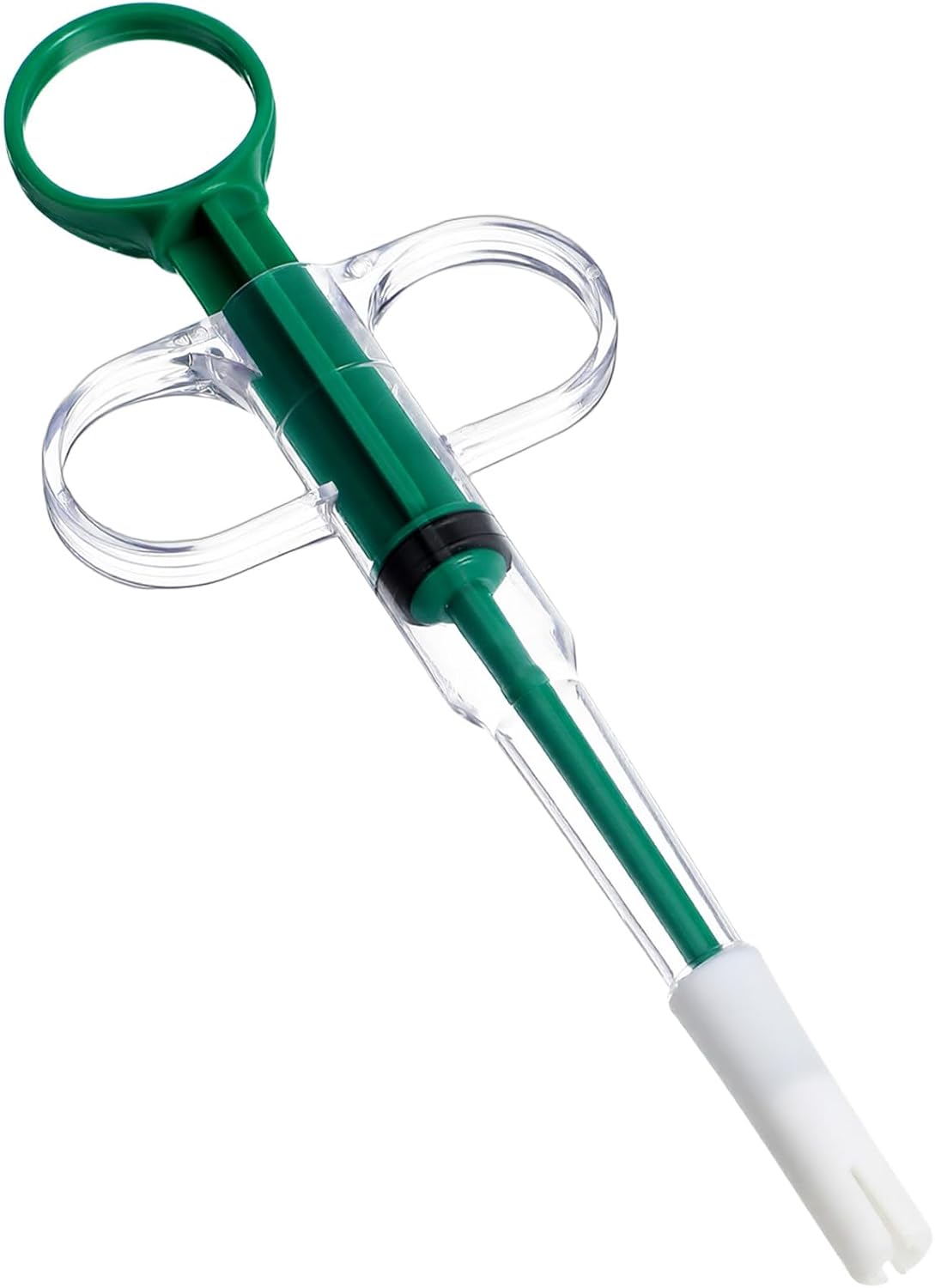 ValueBargain Cat Pill Shooter front view of the green pet medicine dispenser.