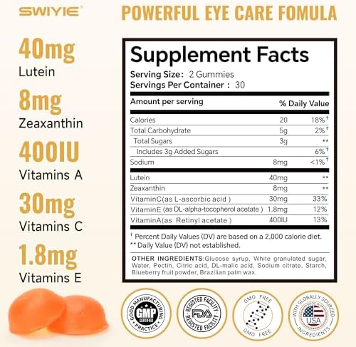 Swiyie Lutein Gummies close up of chewable texture